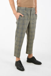 Slim Fit Tartan Printed Pants with Hidden Closure